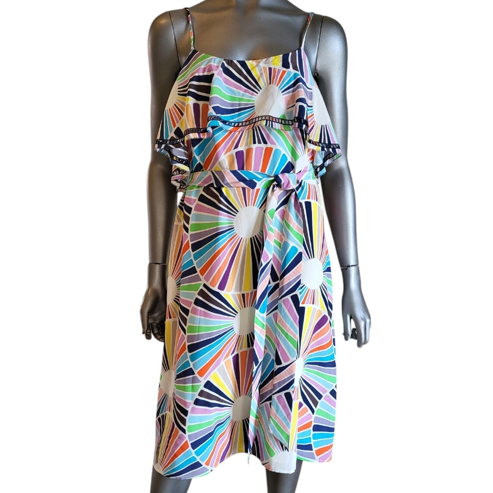 Trina Turk Colorful Silk Geometric Pattern Dress - Size 8